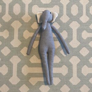 Gray Linen Elephant Plush Doll